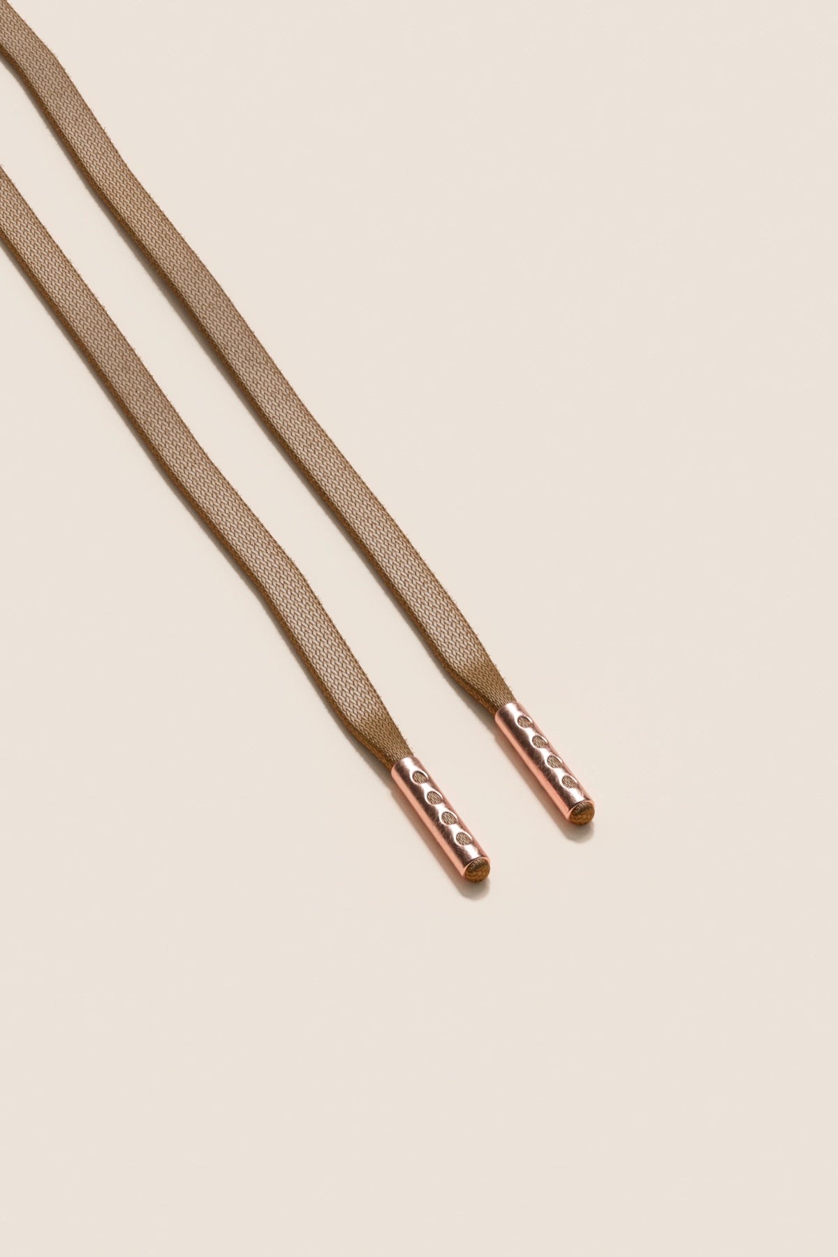Senkels Taupe 3mm Flat Waxed Shoelaces with Rose Gold Aglets