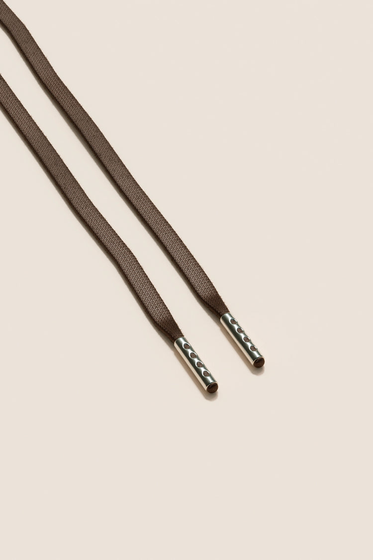 Senkels Chocolate Brown 3mm Flat Waxed Shoelaces with Nickel Aglets