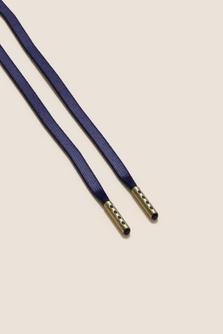 Senkels Dark Blue 3mm Flat Waxed Shoelaces with Brass Aglets