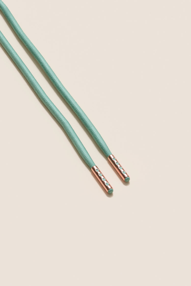Senkels Mint Green 4mm Round Waxed Shoelaces with Rose Gold Aglets