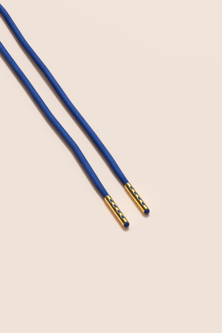 Senkels Navy 2.5mm Round Waxed Shoelaces with Gold Aglets