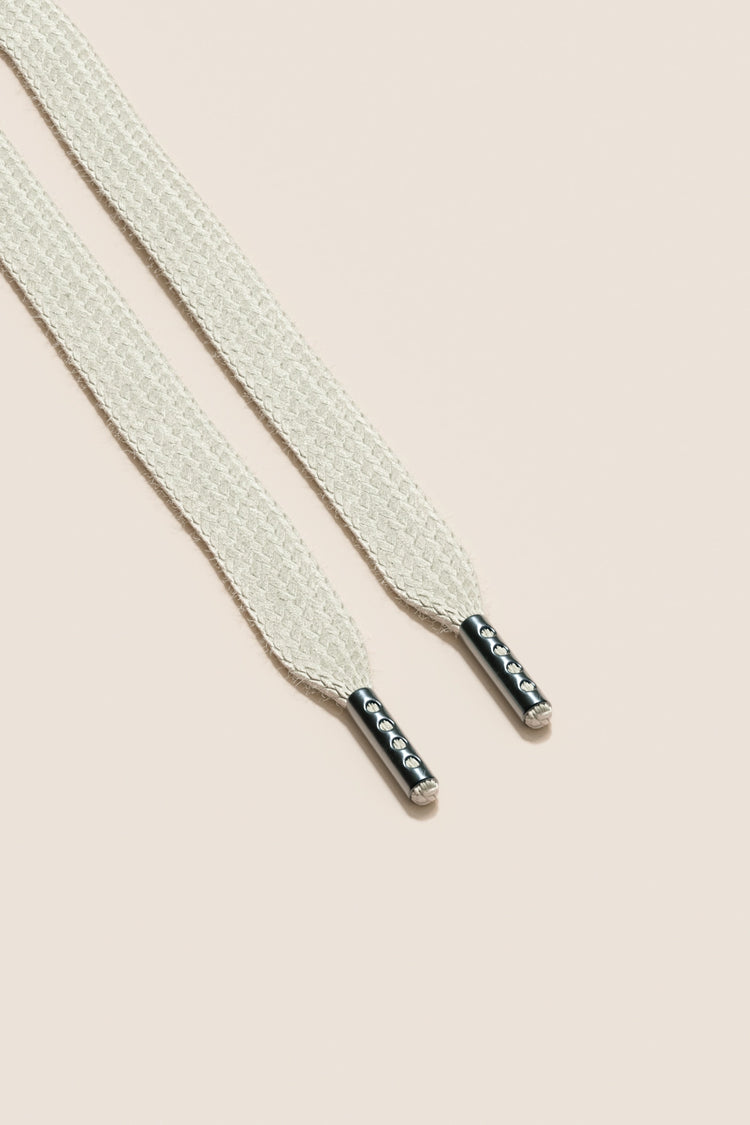 Senkels Off White Sneaker Shoelaces with Black Nickel Aglets