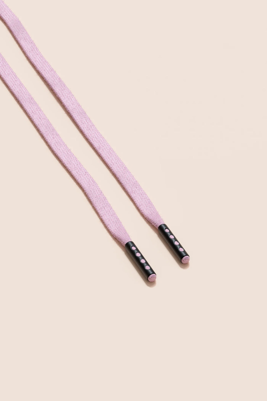 Senkels Pastel Pink 3mm Flat Waxed Shoelaces with Black Matte Aglets