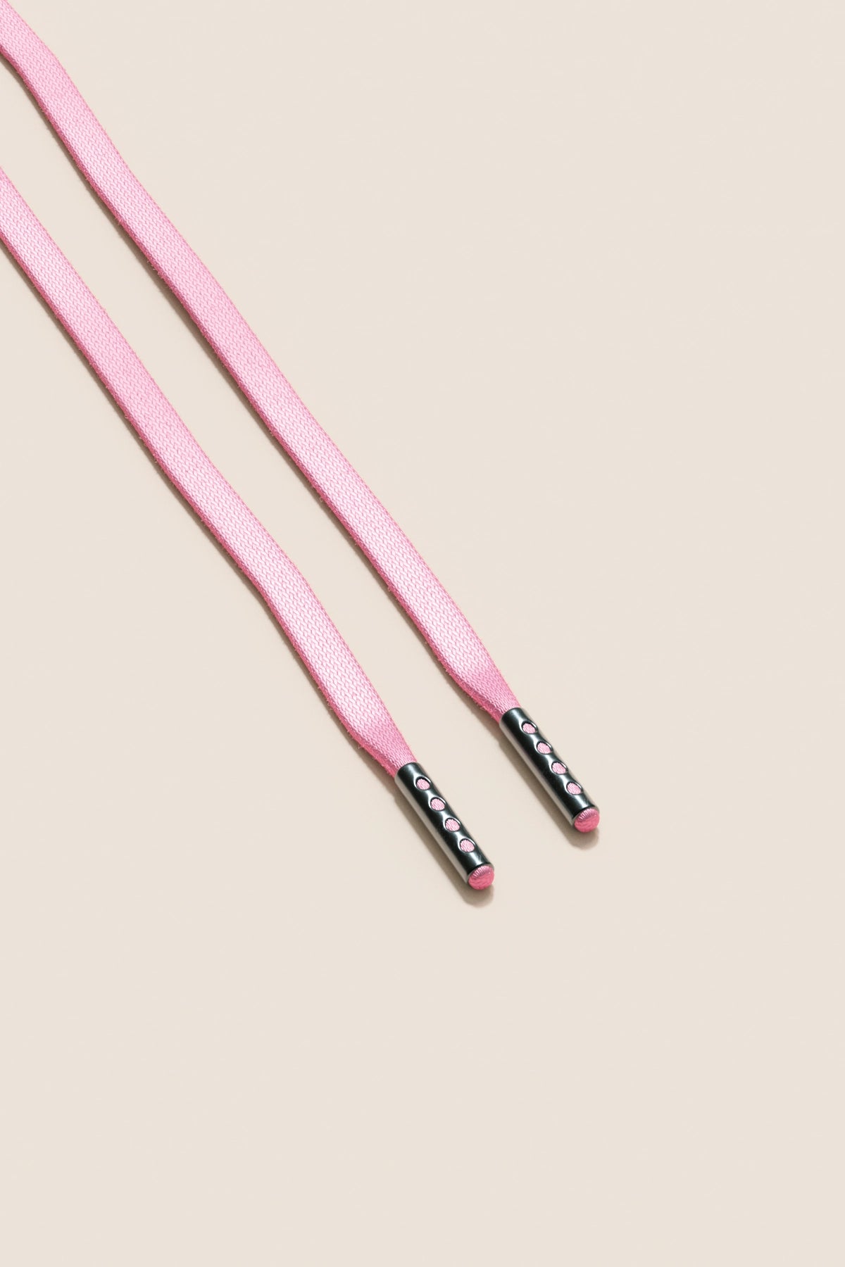 Senkels Pastel Pink 3mm Flat Waxed Shoelaces with Black Nickel Aglets