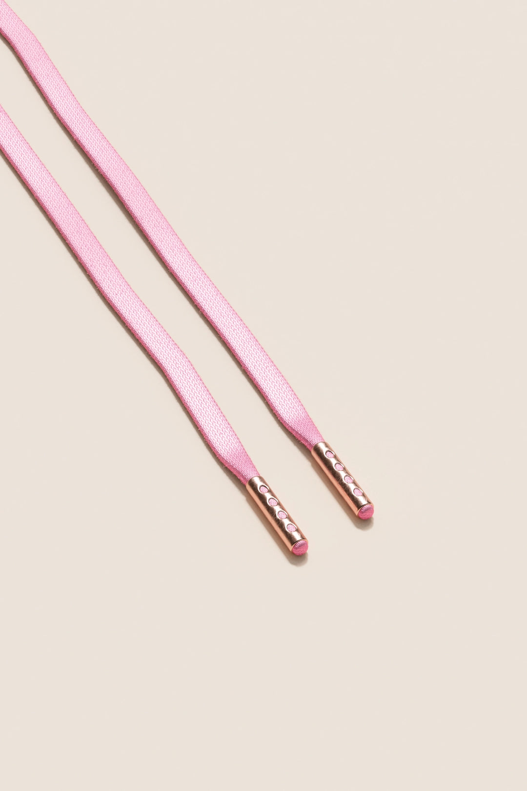 Senkels Pastel Pink 3mm Flat Waxed Shoelaces with Rose Gold Aglets