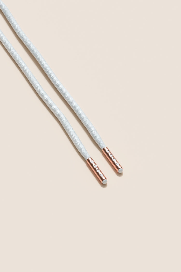 Senkels White 4mm Round Waxed Shoelaces with Rose Gold Aglets