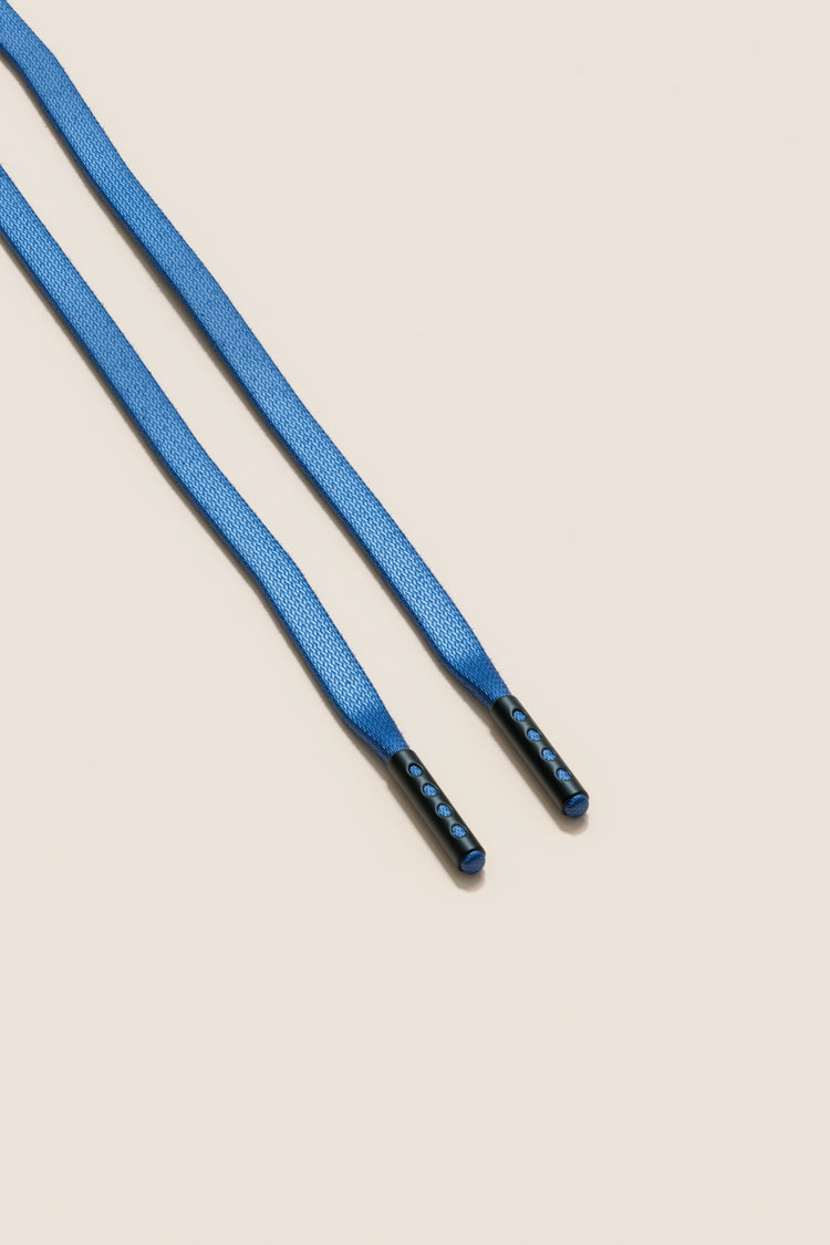 Senkels Yale Blue 3mm Flat Waxed Shoelaces with Black Matte Aglets