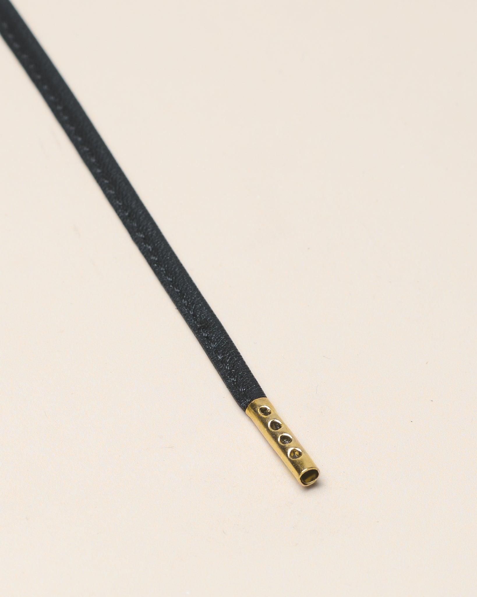 Black - 4mm Stitched Leather Shoelaces