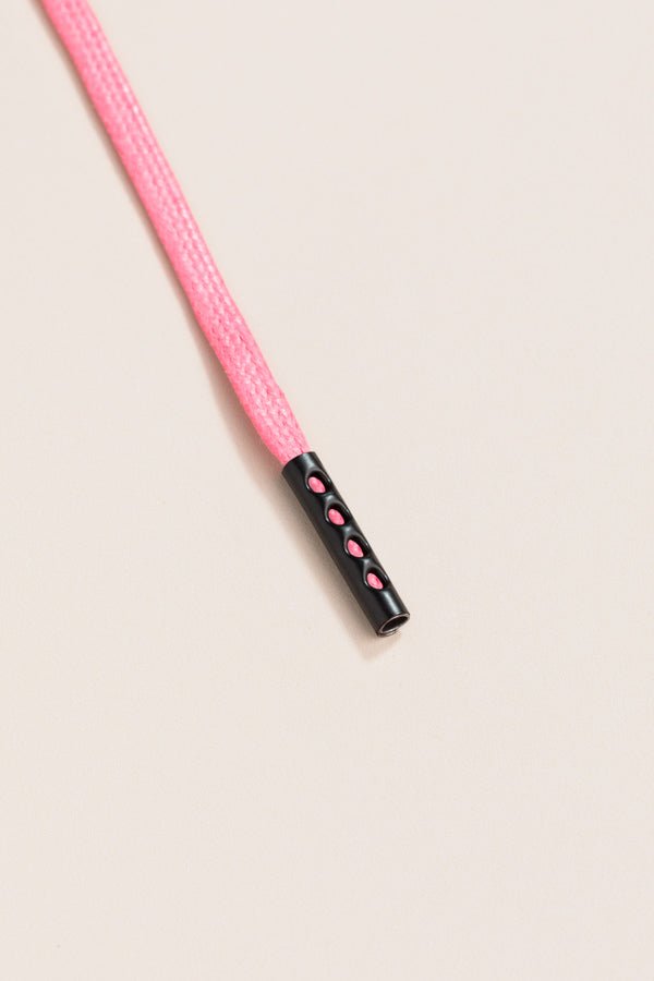 Pink - 4mm round waxed shoelaces for boots and shoes made from 100% organic cotton - Senkels